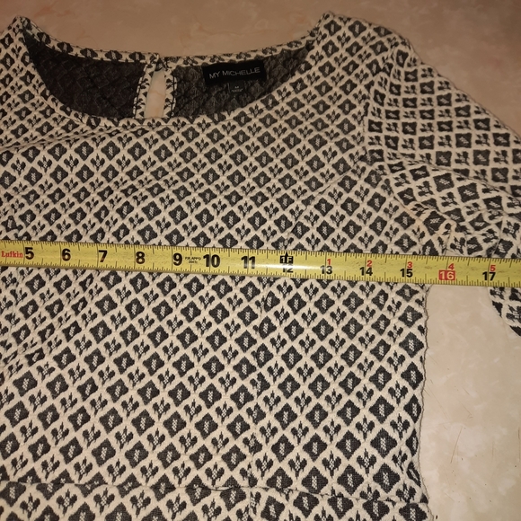 My Michelle Monochrome Long Sleeve Dress - Picture 2 of 11